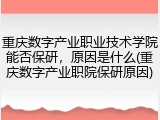 重庆数字产业职业技术学院能否保研，原因是什么(重庆数字产业职院保研原因)