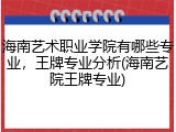 海南艺术职业学院有哪些专业，王牌专业分析(海南艺院王牌专业)