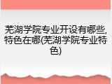 芜湖学院专业开设有哪些,特色在哪(芜湖学院专业特色)