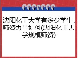 沈阳化工大学有多少学生，师资力量如何(沈阳化工大学规模师资)