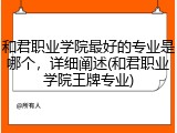 和君职业学院最好的专业是哪个，详细阐述(和君职业学院王牌专业)