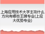 上海应用技术大学主攻什么方向有哪些王牌专业(上应大优势专业)