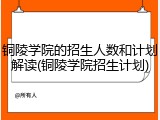 铜陵学院的招生人数和计划解读(铜陵学院招生计划)