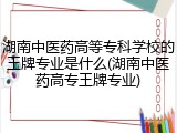 湖南中医药高等专科学校的王牌专业是什么(湖南中医药高专王牌专业)