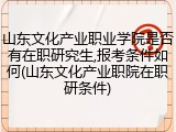 山东文化产业职业学院是否有在职研究生,报考条件如何(山东文化产业职院在职研条件)