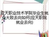 应天职业技术学院毕业生就业大致去向如何(应天职院就业去向)
