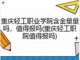 重庆轻工职业学院含金量量吗，值得报吗(重庆轻工职院值得报吗)