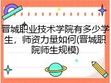 晋城职业技术学院有多少学生，师资力量如何(晋城职院师生规模)