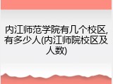 内江师范学院有几个校区,有多少人(内江师院校区及人数)
