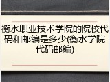 衡水职业技术学院的院校代码和邮编是多少(衡水学院代码邮编)