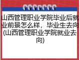 山西管理职业学院毕业后就业前景怎么样，毕业生去向(山西管理职业学院就业去向)