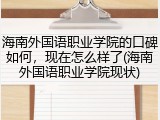 海南外国语职业学院的口碑如何，现在怎么样了(海南外国语职业学院现状)