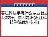 湛江科技学院什么专业就业比较好，原因是啥(湛江科技学院优势专业)