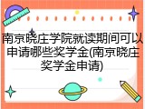 南京晓庄学院就读期间可以申请哪些奖学金(南京晓庄奖学金申请)
