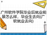 广州软件学院毕业后就业前景怎么样，毕业生去向(广软就业去向)