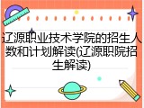 辽源职业技术学院的招生人数和计划解读(辽源职院招生解读)
