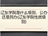 辽东学院是什么级别，公办还是民办(辽东学院性质级别)