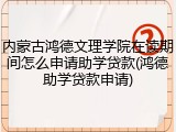 内蒙古鸿德文理学院在读期间怎么申请助学贷款(鸿德助学贷款申请)