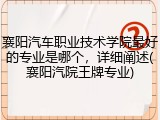 襄阳汽车职业技术学院最好的专业是哪个，详细阐述(襄阳汽院王牌专业)