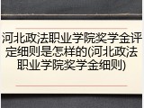 河北政法职业学院奖学金评定细则是怎样的(河北政法职业学院奖学金细则)