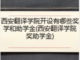 西安翻译学院开设有哪些奖学和助学金(西安翻译学院奖助学金)