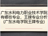 广东水利电力职业技术学院有哪些专业，王牌专业分析(广东水电学院王牌专业)