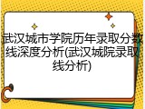 武汉城市学院历年录取分数线深度分析(武汉城院录取线分析)