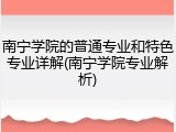 南宁学院的普通专业和特色专业详解(南宁学院专业解析)