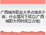 广西城市职业大学占地多少亩，什么情况下成立(广西城职大何时成立占地)