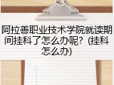 阿拉善职业技术学院就读期间挂科了怎么办呢？(挂科怎么办)