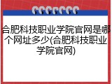 合肥科技职业学院官网是哪个网址多少(合肥科技职业学院官网)