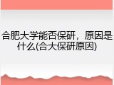合肥大学能否保研，原因是什么(合大保研原因)