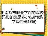 湖南都市职业学院的院校代码和邮编是多少(湖南都市学院代码邮编)