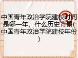 中国青年政治学院建校时间是哪一年，什么历史背景(中国青年政治学院建校年份)