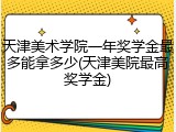 天津美术学院一年奖学金最多能拿多少(天津美院最高奖学金)