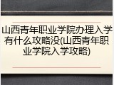 山西青年职业学院办理入学有什么攻略没(山西青年职业学院入学攻略)