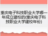 重庆电子科技职业大学哪一年成立建校的(重庆电子科技职业大学建校年份)