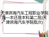 天津滨海汽车工程职业学院是一本还是本科第二批(天津滨海汽车学院批次)