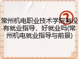 常州机电职业技术学院有没有就业指导，好就业吗(常州机电就业指导与前景)