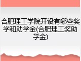 合肥理工学院开设有哪些奖学和助学金(合肥理工奖助学金)