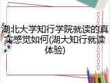 湖北大学知行学院就读的真实感觉如何(湖大知行就读体验)