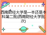 西南财经大学是一本还是本科第二批(西南财经大学批次)