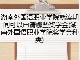 湖南外国语职业学院就读期间可以申请哪些奖学金(湖南外国语职业学院奖学金种类)