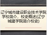 辽宁城市建设职业技术学院学校简介，校史概述(辽宁城建学院简介校史)