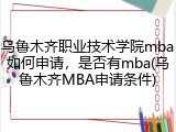 乌鲁木齐职业技术学院mba如何申请，是否有mba(乌鲁木齐MBA申请条件)