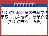 湘南幼儿师范高等专科学校是双一流高校吗，简单介绍(湘南幼专双一流吗)
