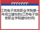 江苏电子信息职业学院哪一年成立建校的(江苏电子信息职业学院建校时间)