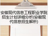 安徽现代信息工程职业学院招生计划详细分析(安徽现代信息招生解析)