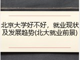 北京大学好不好，就业现状及发展趋势(北大就业前景)