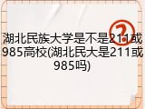 湖北民族大学是不是211或985高校(湖北民大是211或985吗)